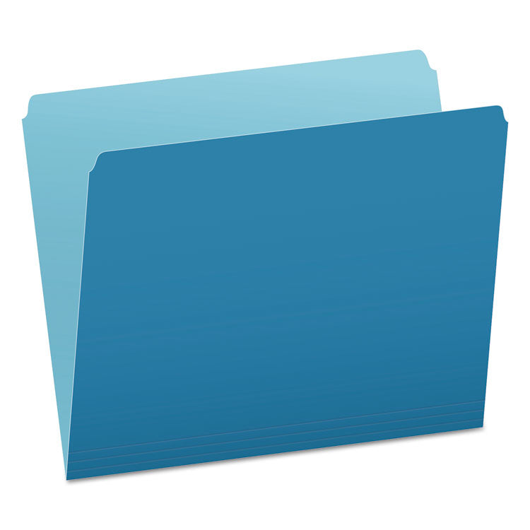 Pendaflex - Colored File Folders, Straight Tabs, Letter Size, Blue/Light Blue, 100/Box