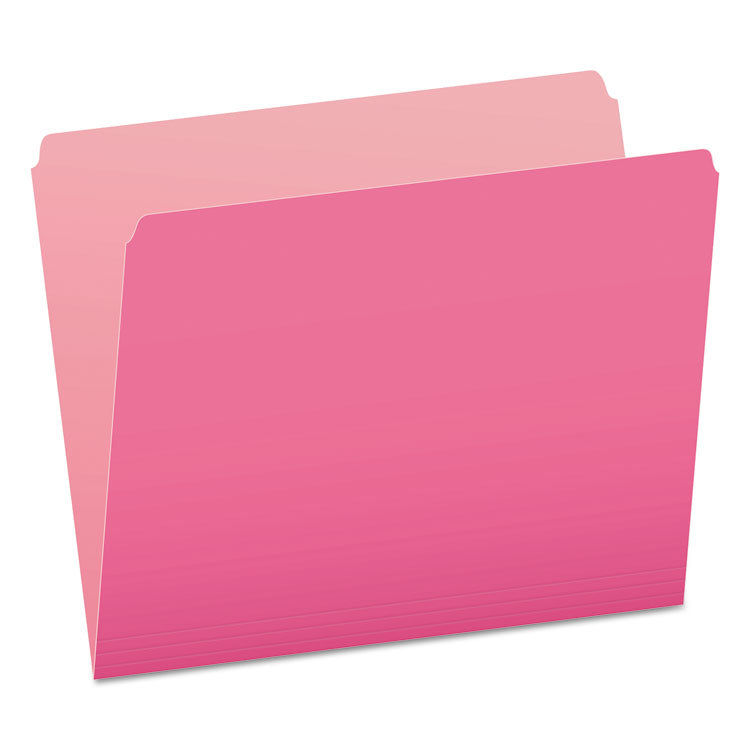 Pendaflex - Colored File Folders, Straight Tabs, Letter Size, Pink/Light Pink, 100/Box