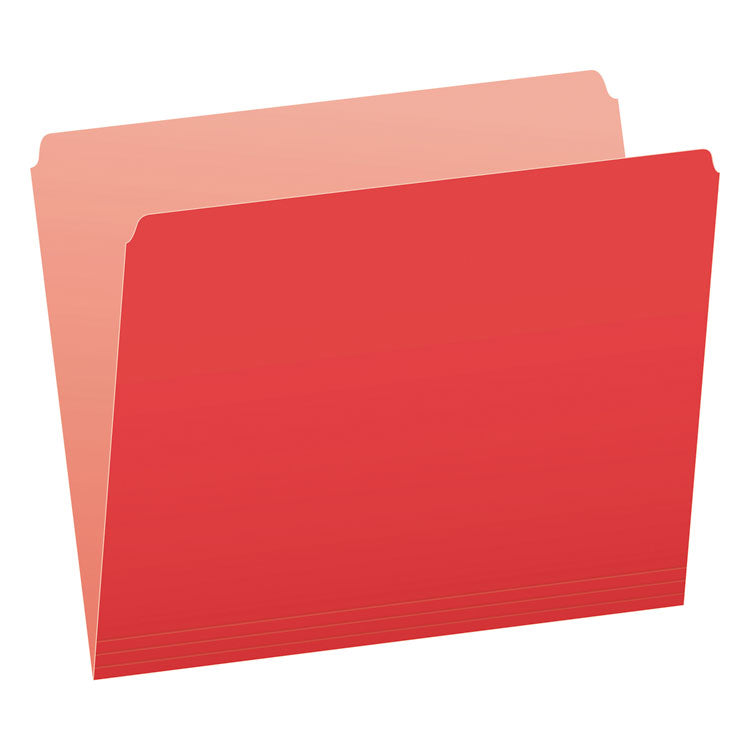 Pendaflex - Colored File Folders, Straight Tabs, Letter Size, Red/Light Red, 100/Box