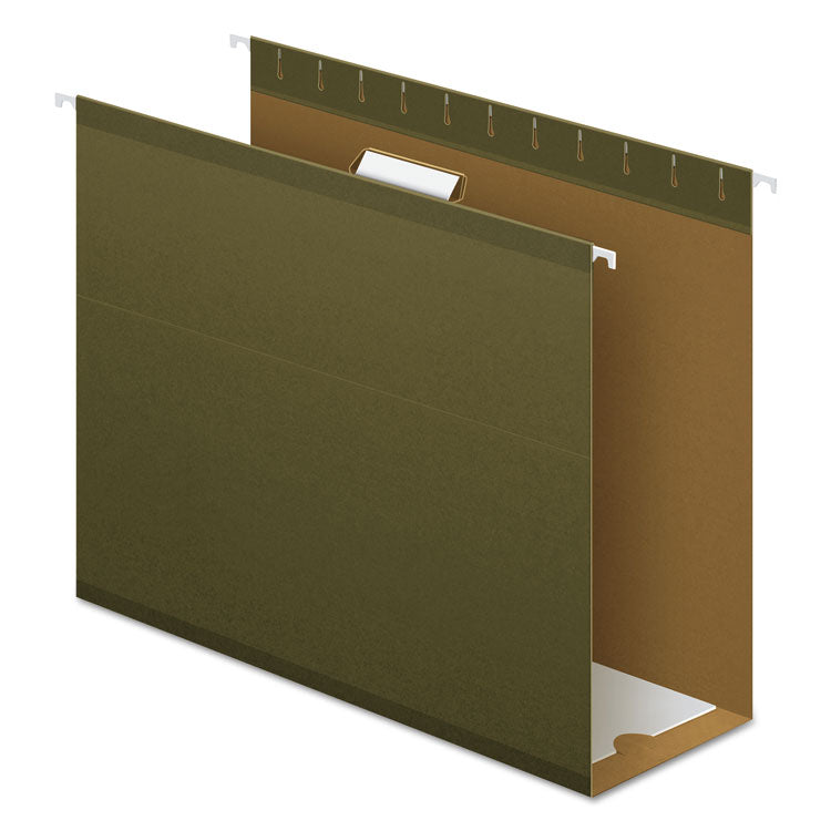 Pendaflex - Extra Capacity Reinforced Hanging File Folders with Box Bottom, 4" Capacity, Letter Size, 1/5-Cut Tabs, Green, 25/Box