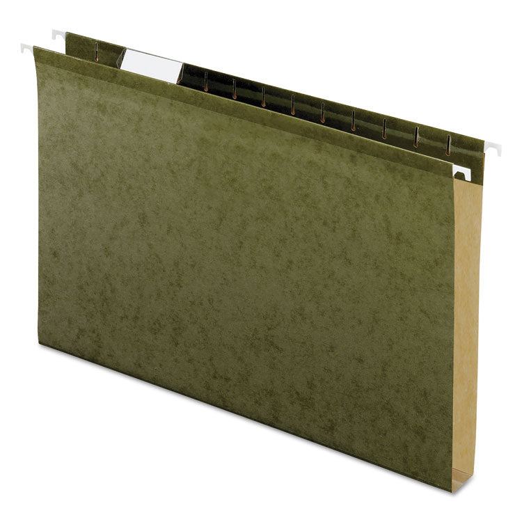 Pendaflex - Extra Capacity Reinforced Hanging File Folders with Box Bottom, 1" Capacity, Legal Size, 1/5-Cut Tabs, Green, 25/Box