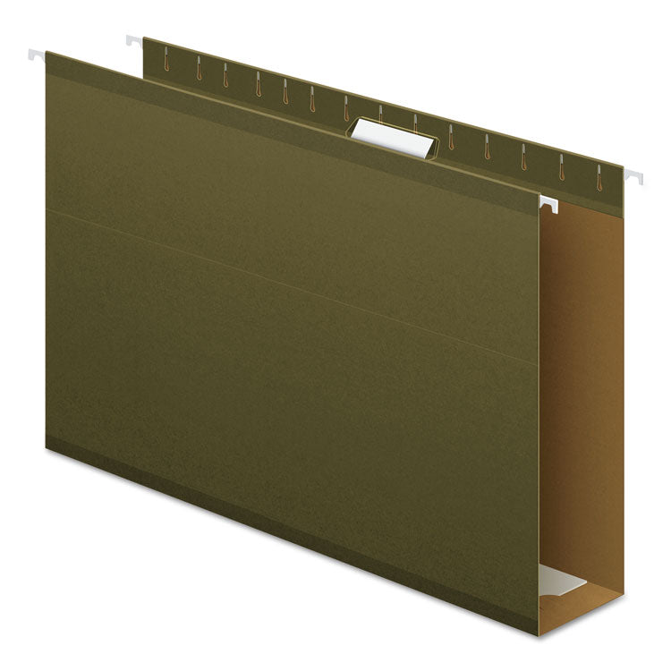 Pendaflex - Extra Capacity Reinforced Hanging File Folders with Box Bottom, 3" Capacity, Legal Size, 1/5-Cut Tabs, Green, 25/Box