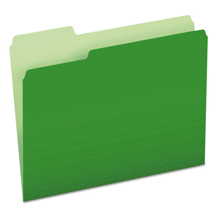 Pendaflex - Colored File Folders, 1/3-Cut Tabs: Assorted, Letter Size, Green/Light Green, 100/Box