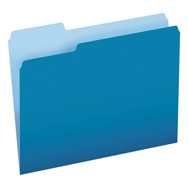 Pendaflex - Colored File Folders, 1/3-Cut Tabs: Assorted, Letter Size, Blue/Light Blue, 100/Box