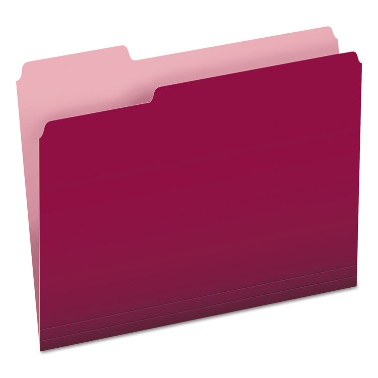 Pendaflex - Colored File Folders, 1/3-Cut Tabs: Assorted, Letter Size, Burgundy/Light Burgundy, 100/Box