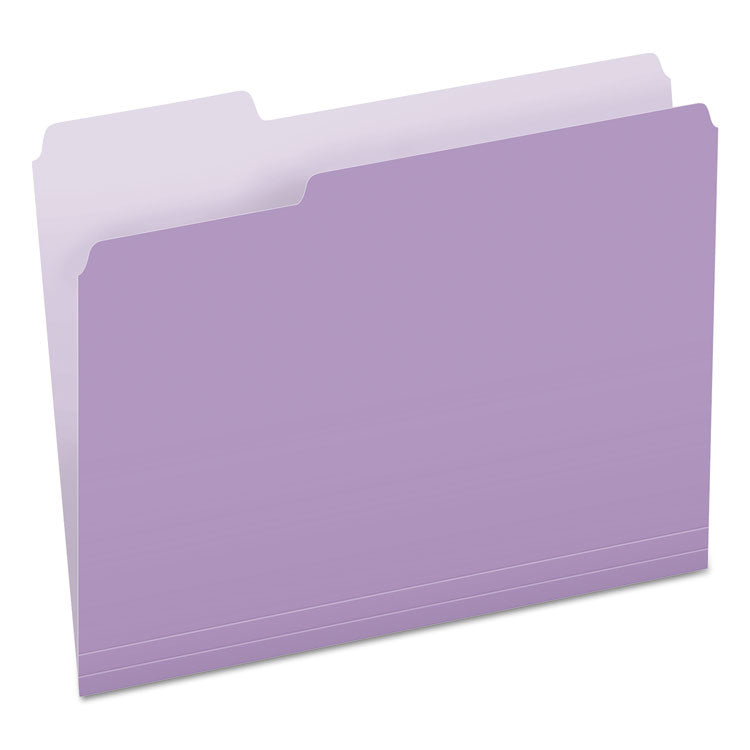 Pendaflex - Colored File Folders, 1/3-Cut Tabs: Assorted, Letter Size, Lavender/Light Lavender, 100/Box