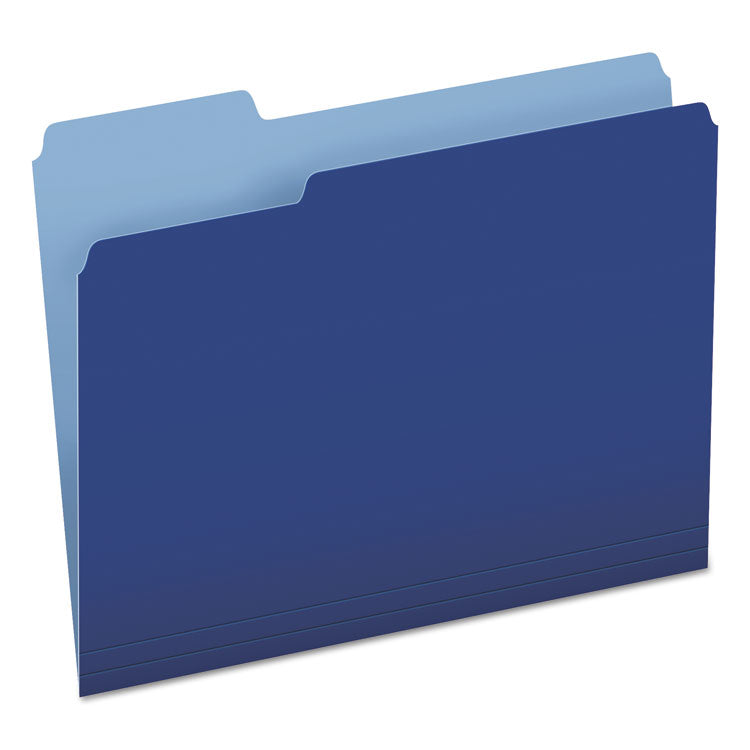 Pendaflex - Colored File Folders, 1/3-Cut Tabs: Assorted, Letter Size, Navy Blue/Light Blue, 100/Box