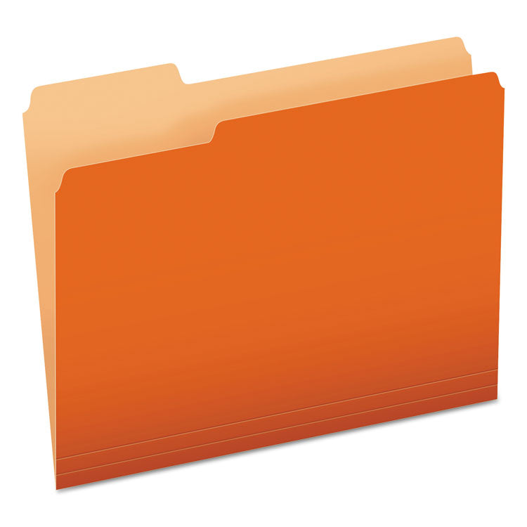 Pendaflex - Colored File Folders, 1/3-Cut Tabs: Assorted, Letter Size, Orange/Light Orange, 100/Box