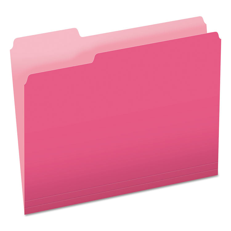 Pendaflex - Colored File Folders, 1/3-Cut Tabs: Assorted, Letter Size, Pink/Light Pink, 100/Box