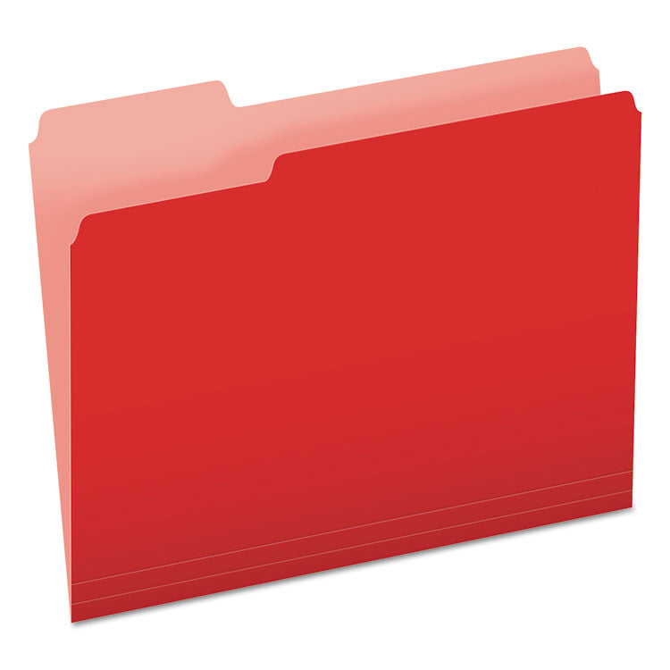 Pendaflex - Colored File Folders, 1/3-Cut Tabs: Assorted, Letter Size, Red/Light Red, 100/Box