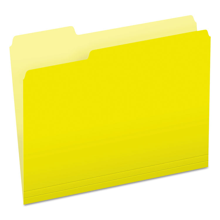 Pendaflex - Colored File Folders, 1/3-Cut Tabs: Assorted, Letter Size, Yellow/Light Yellow, 100/Box