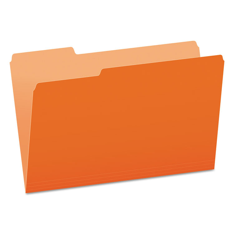 Pendaflex - Colored File Folders, 1/3-Cut Tabs: Assorted, Legal Size, Orange/Light Orange, 100/Box