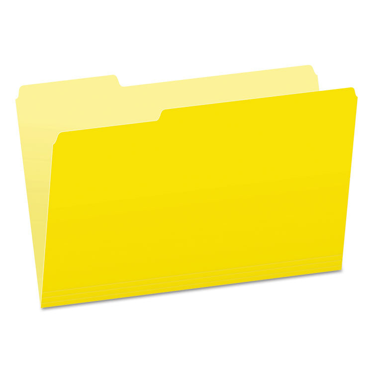 Pendaflex - Colored File Folders, 1/3-Cut Tabs: Assorted, Legal Size, Yellow/Light Yellow, 100/Box