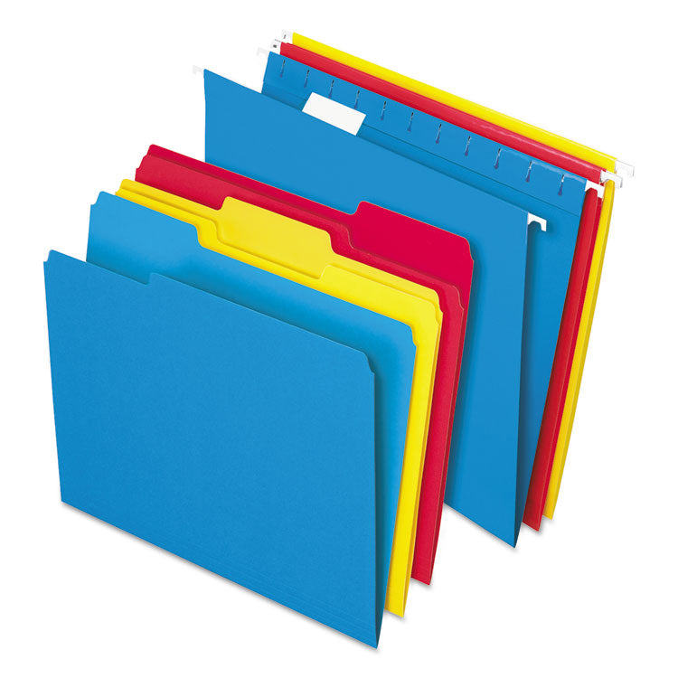 Pendaflex - Combo Filing Kit, Letter Size, (12) 1/5-Cut Exterior Hanging File Folders, (12) 1/3-Cut File Folders, Assorted Colors