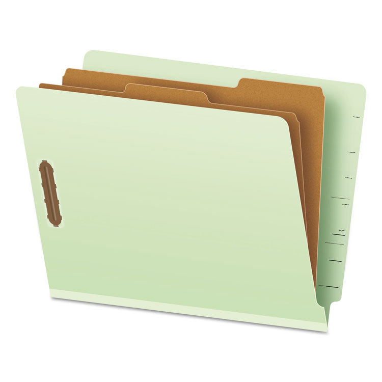 Pendaflex - End Tab Classification Folders, 2 Dividers, Letter Size, Pale Green, 10/Box