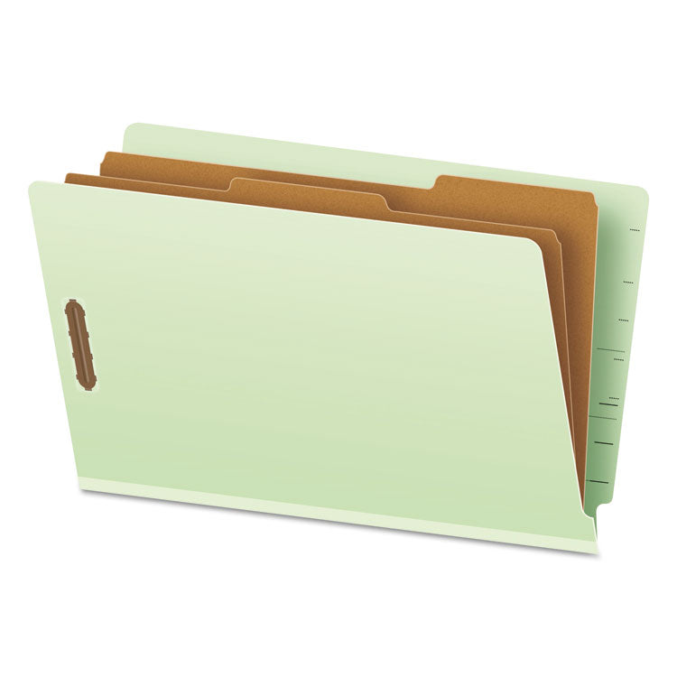 Pendaflex - End Tab Classification Folders, 2 Dividers, Legal Size, Pale Green, 10/Box