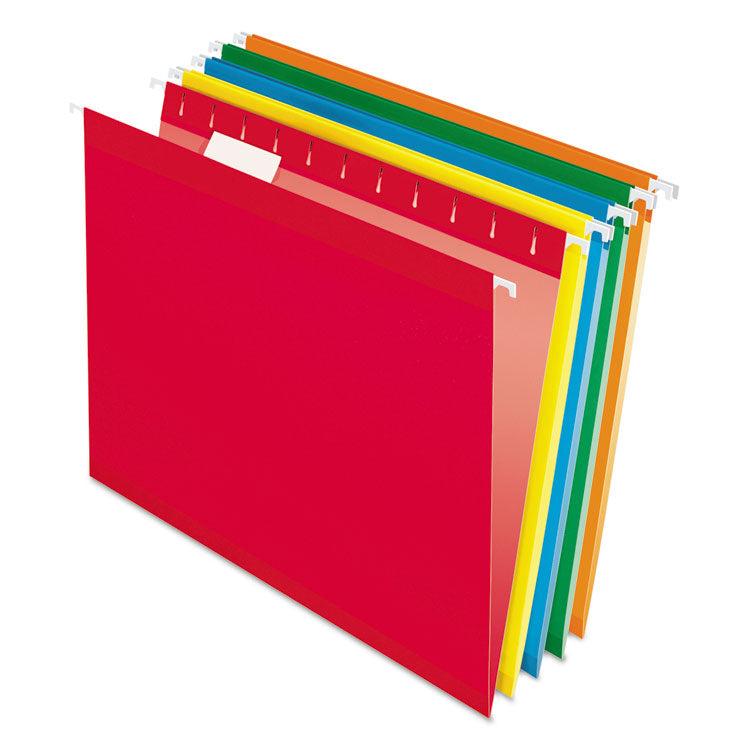 Pendaflex - Colored Reinforced Hanging Folders, Letter Size, 1/5-Cut Tabs, Assorted Bright Colors, 25/Box