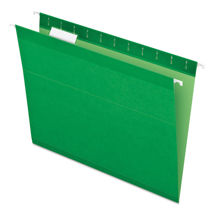 Pendaflex - Colored Reinforced Hanging Folders, Letter Size, 1/5-Cut Tabs, Bright Green, 25/Box