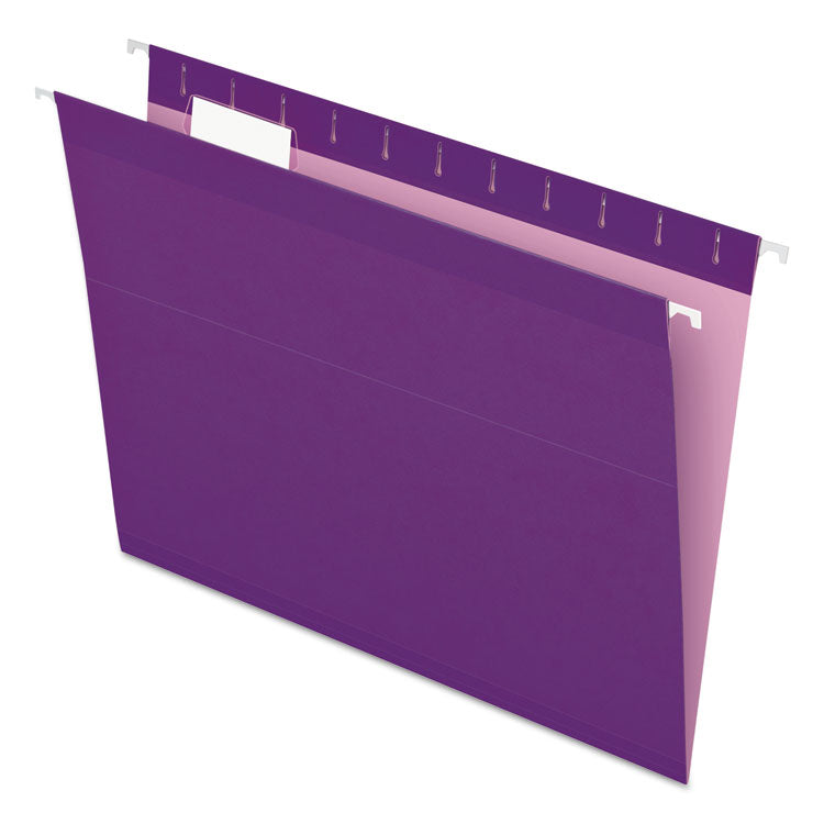 Pendaflex - Colored Reinforced Hanging Folders, Letter Size, 1/5-Cut Tabs, Violet, 25/Box