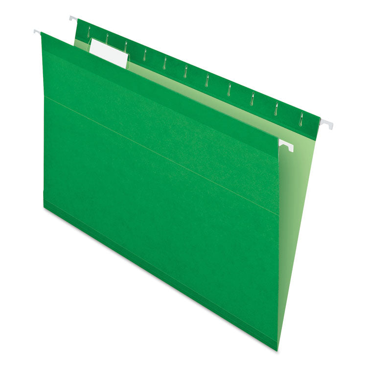 Pendaflex - Colored Reinforced Hanging Folders, Legal Size, 1/5-Cut Tabs, Bright Green, 25/Box