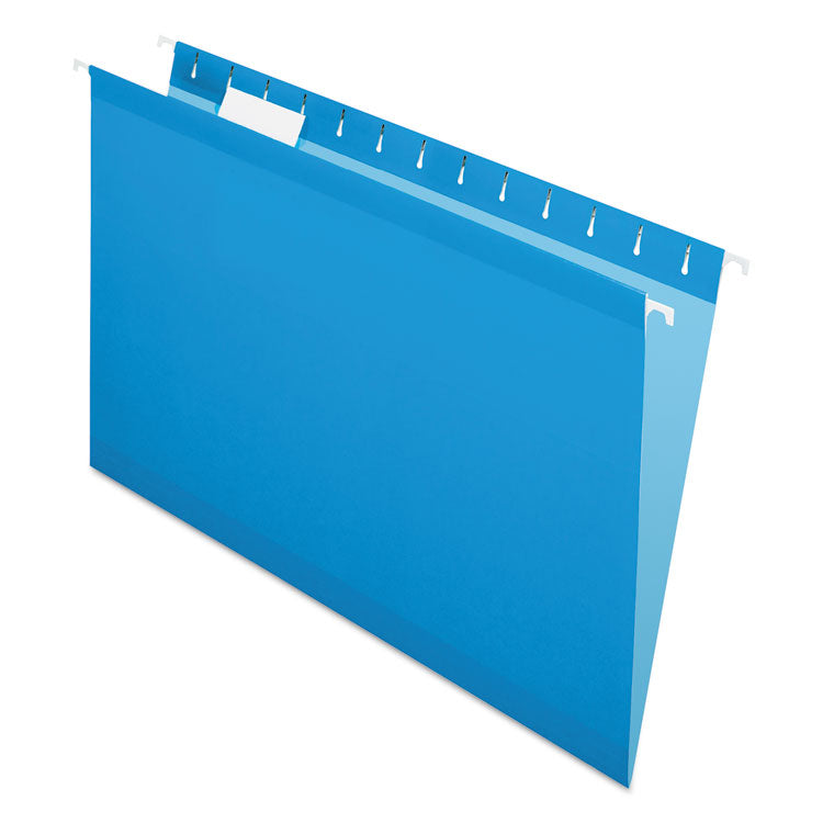 Pendaflex - Colored Reinforced Hanging Folders, Legal Size, 1/5-Cut Tabs, Blue, 25/Box