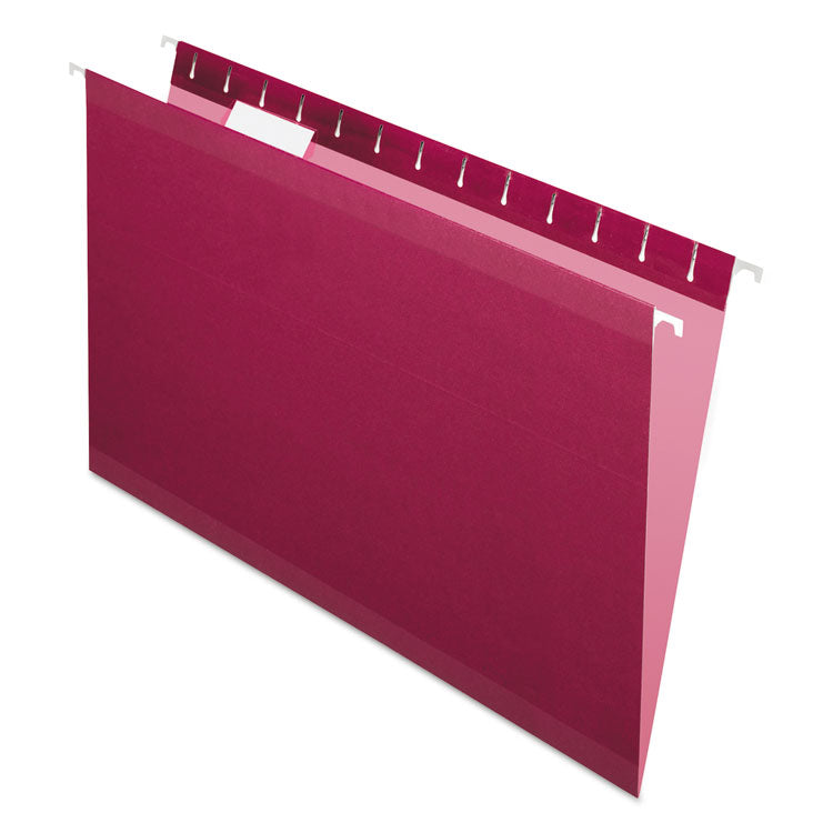 Pendaflex - Colored Reinforced Hanging Folders, Legal Size, 1/5-Cut Tabs, Burgundy, 25/Box