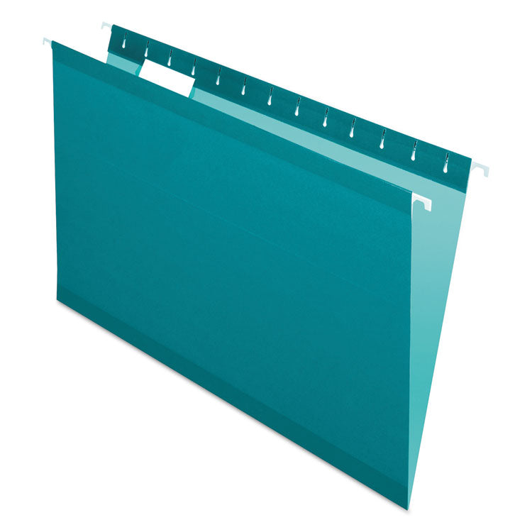 Pendaflex - Colored Reinforced Hanging Folders, Legal Size, 1/5-Cut Tabs, Teal, 25/Box