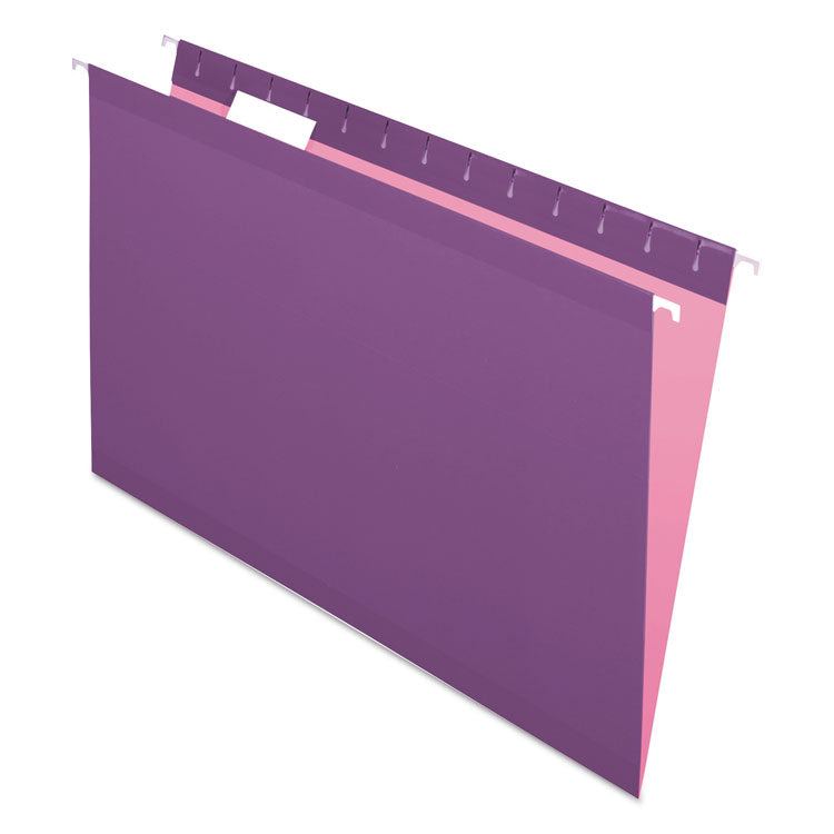 Pendaflex - Colored Reinforced Hanging Folders, Legal Size, 1/5-Cut Tabs, Violet, 25/Box