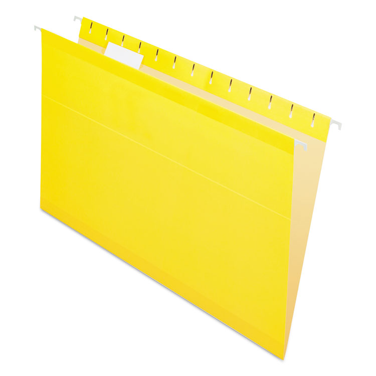 Pendaflex - Colored Reinforced Hanging Folders, Legal Size, 1/5-Cut Tabs, Yellow, 25/Box