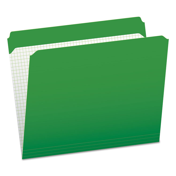 Pendaflex - Double-Ply Reinforced Top Tab Colored File Folders, Straight Tabs, Letter Size, 0.75" Expansion, Bright Green, 100/Box