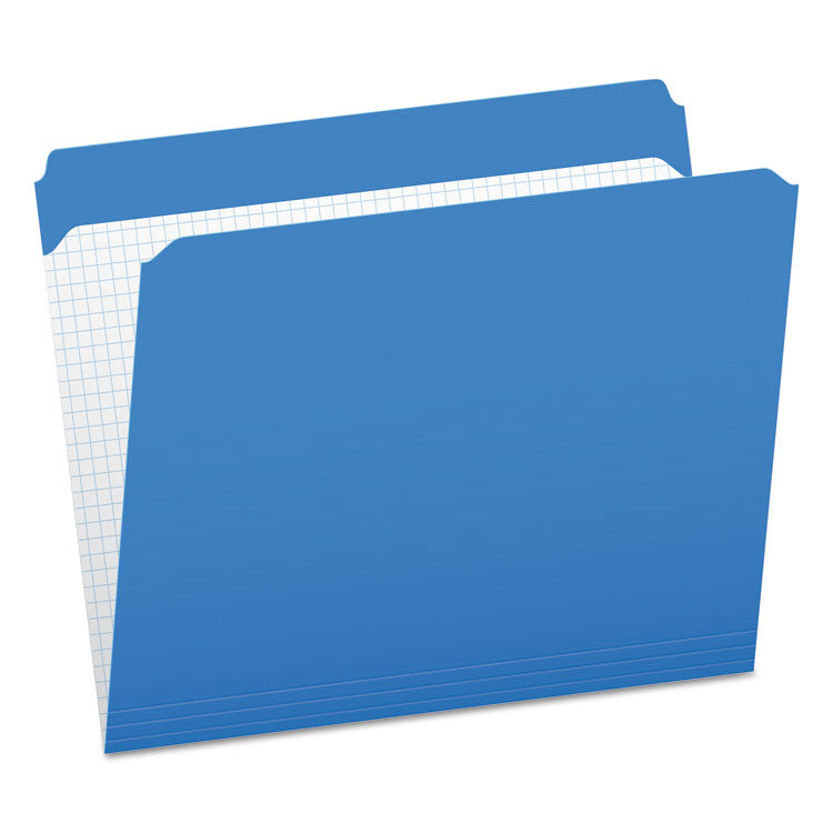 Pendaflex - Double-Ply Reinforced Top Tab Colored File Folders, Straight Tabs, Letter Size, 0.75" Expansion, Blue, 100/Box