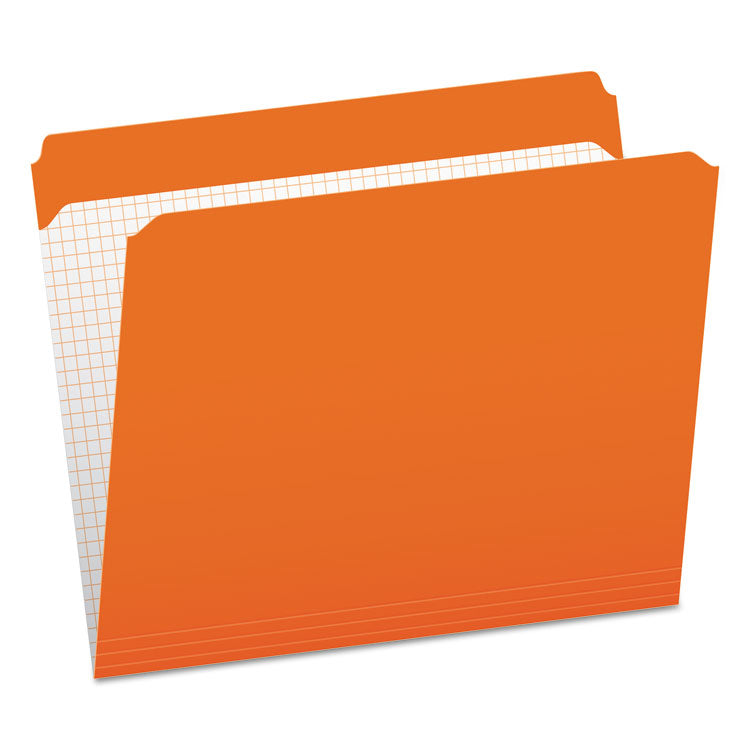 Pendaflex - Double-Ply Reinforced Top Tab Colored File Folders, Straight Tabs, Letter Size, 0.75" Expansion, Orange, 100/Box