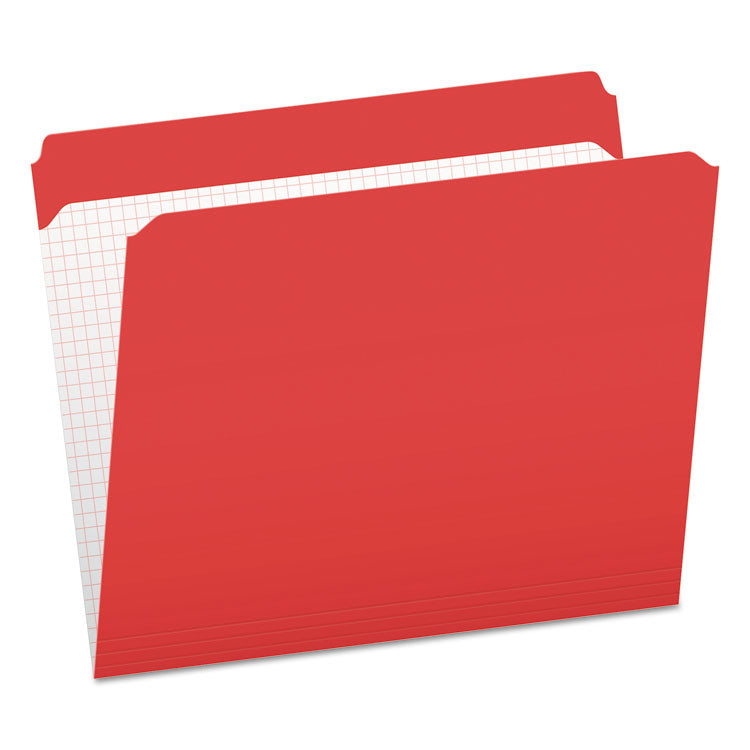 Pendaflex - Double-Ply Reinforced Top Tab Colored File Folders, Straight Tabs, Letter Size, 0.75" Expansion, Red, 100/Box