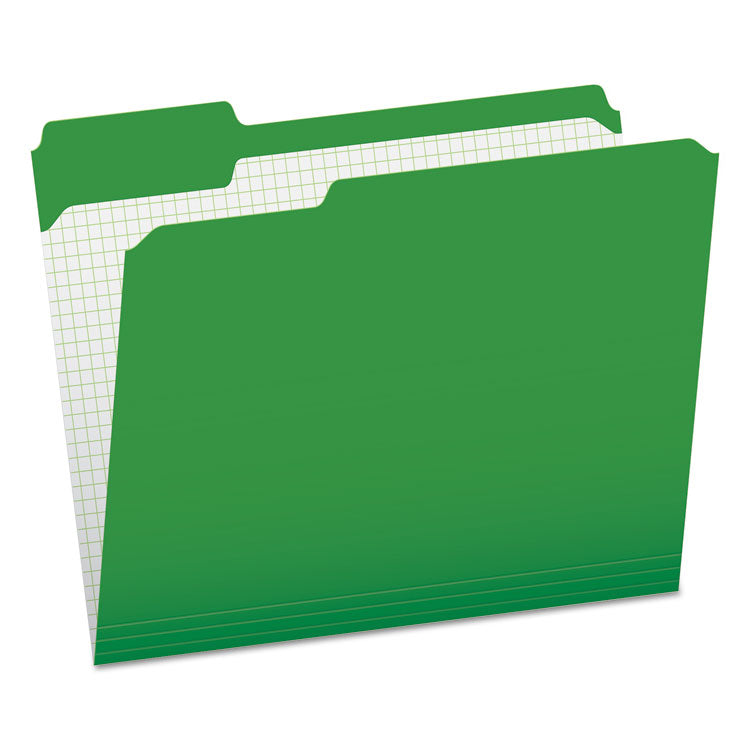 Pendaflex - Double-Ply Reinforced Top Tab Colored File Folders, 1/3-Cut Tabs: Assorted, Letter, 0.75" Expansion, Bright Green, 100/Box