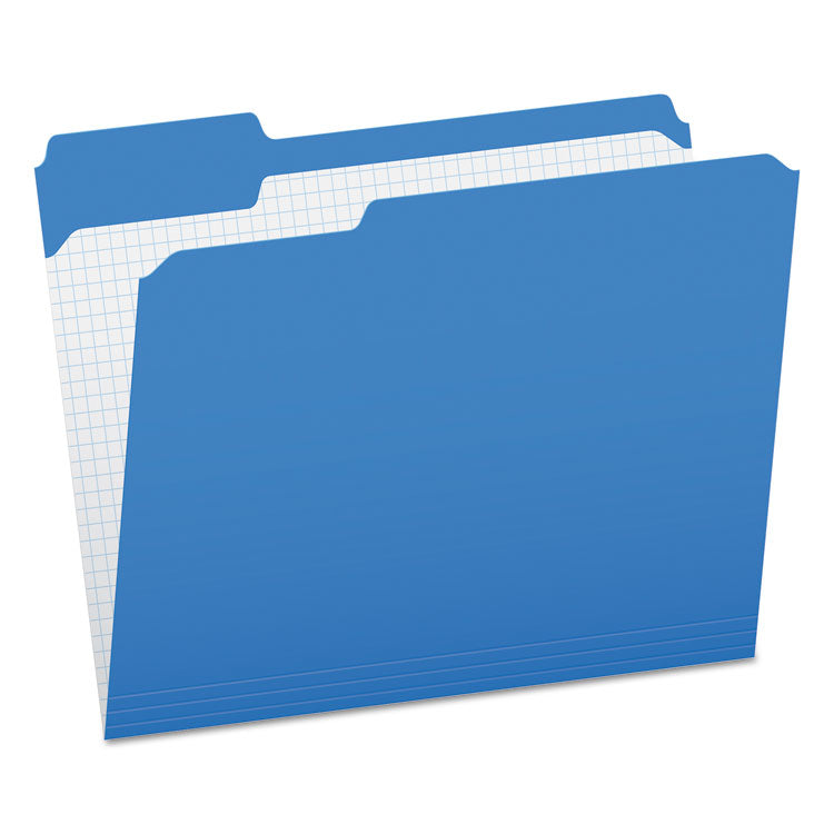 Pendaflex - Double-Ply Reinforced Top Tab Colored File Folders, 1/3-Cut Tabs: Assorted, Letter Size, 0.75" Expansion, Blue, 100/Box