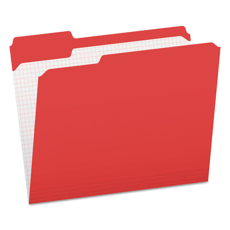 Pendaflex - Double-Ply Reinforced Top Tab Colored File Folders, 1/3-Cut Tabs: Assorted, Letter Size, 0.75" Expansion, Red, 100/Box