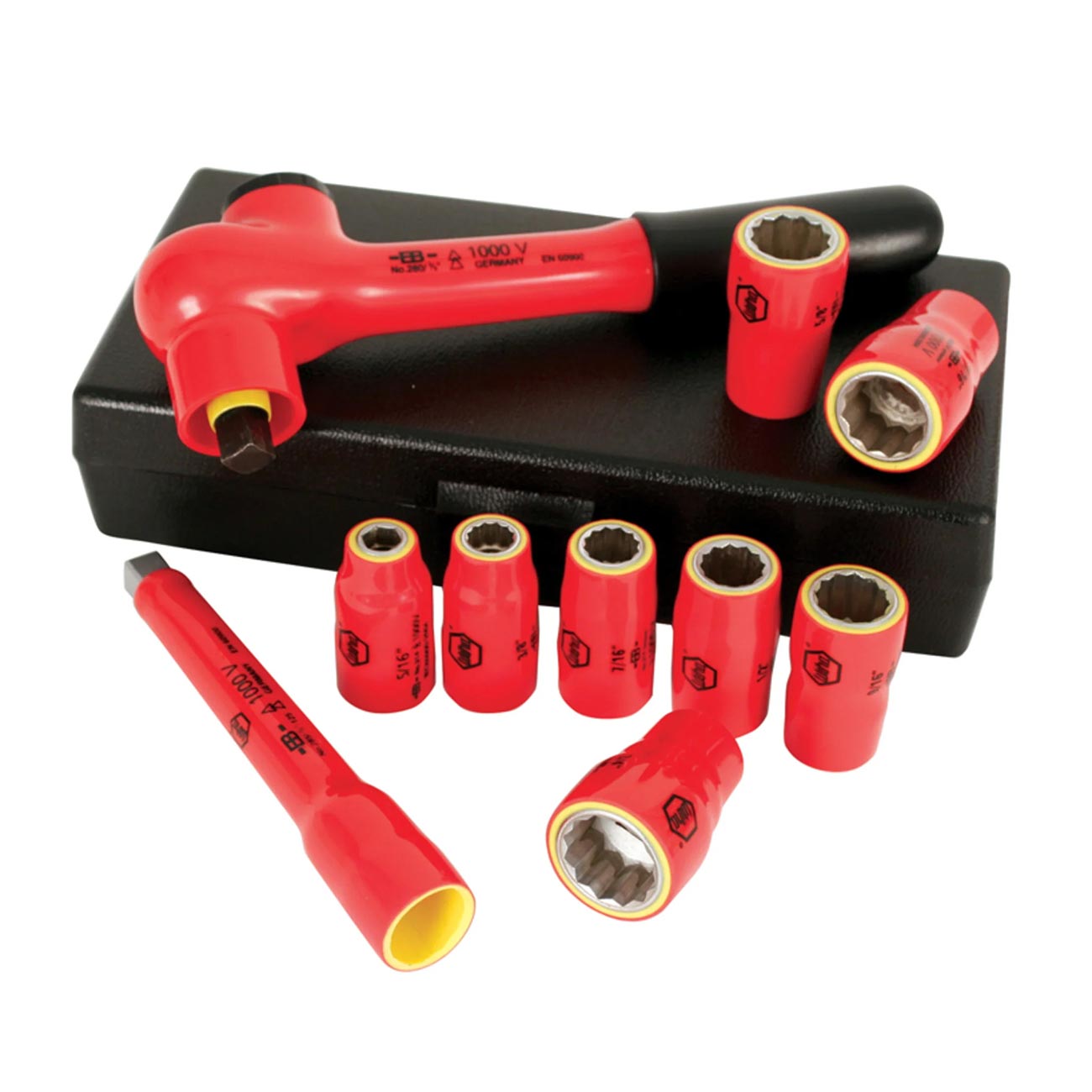 Wiha Insulated Socket and Ratchet Set 3/8" Drive - SAE (10 Piece Set)