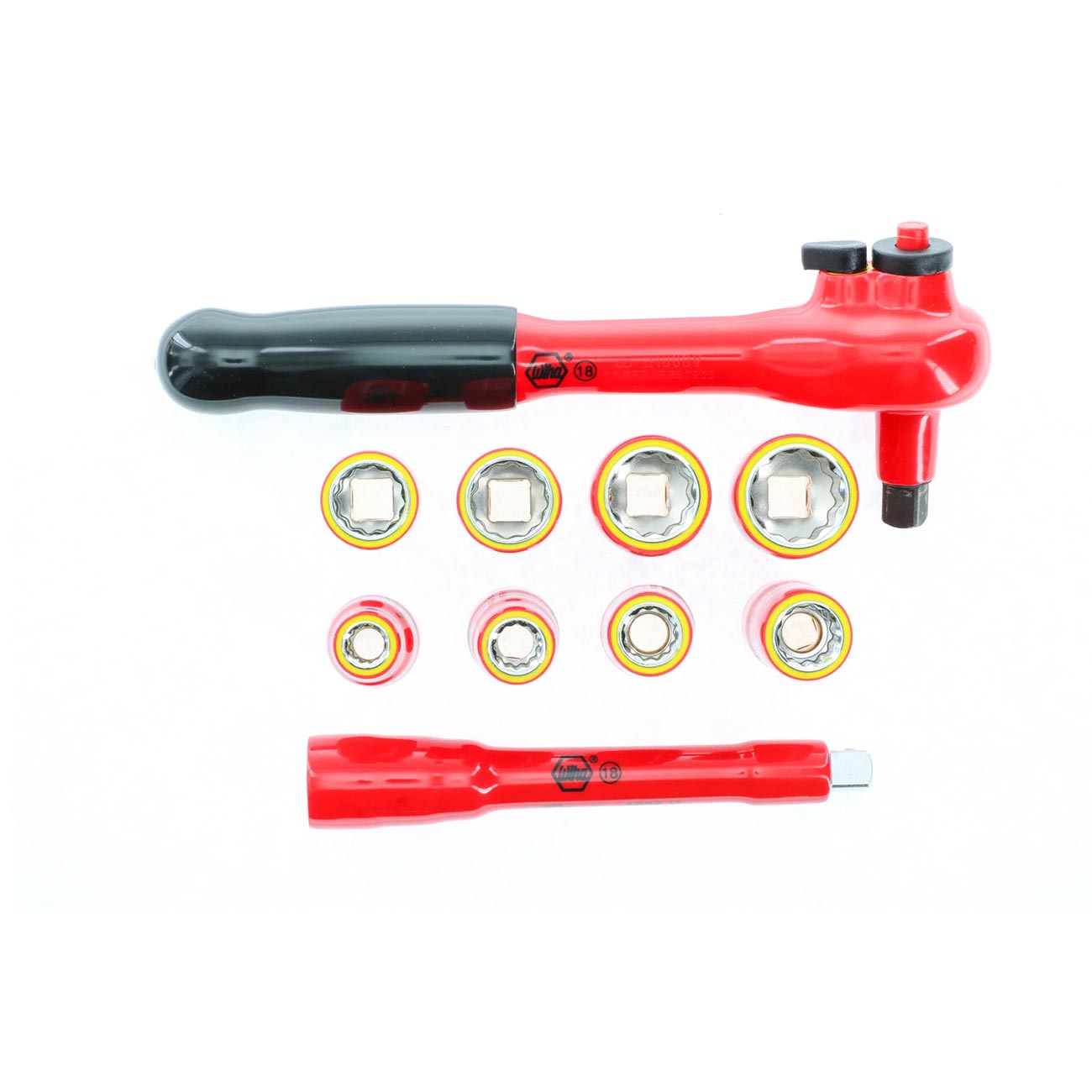 Wiha Insulated Socket and Ratchet Set 3/8" Drive - SAE (10 Piece Set)