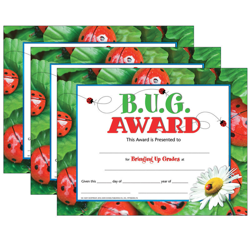 HAYES PUBLISHING - B.U.G. Award, 30 Per Pack, 3 Packs
