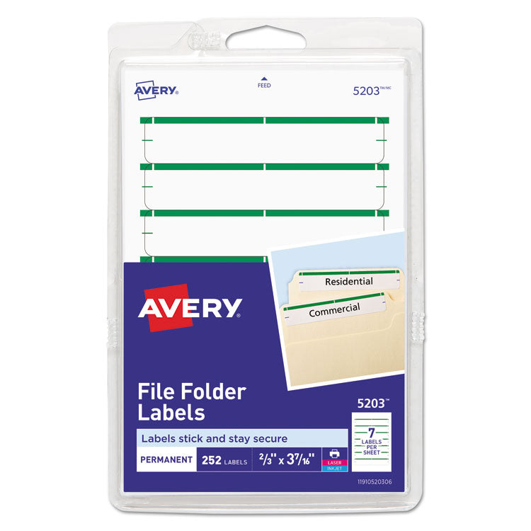 Avery - Printable 4" x 6" - Permanent File Folder Labels, 0.69 x 3.44, White, 7/Sheet, 36 Sheets/Pack, (5203)