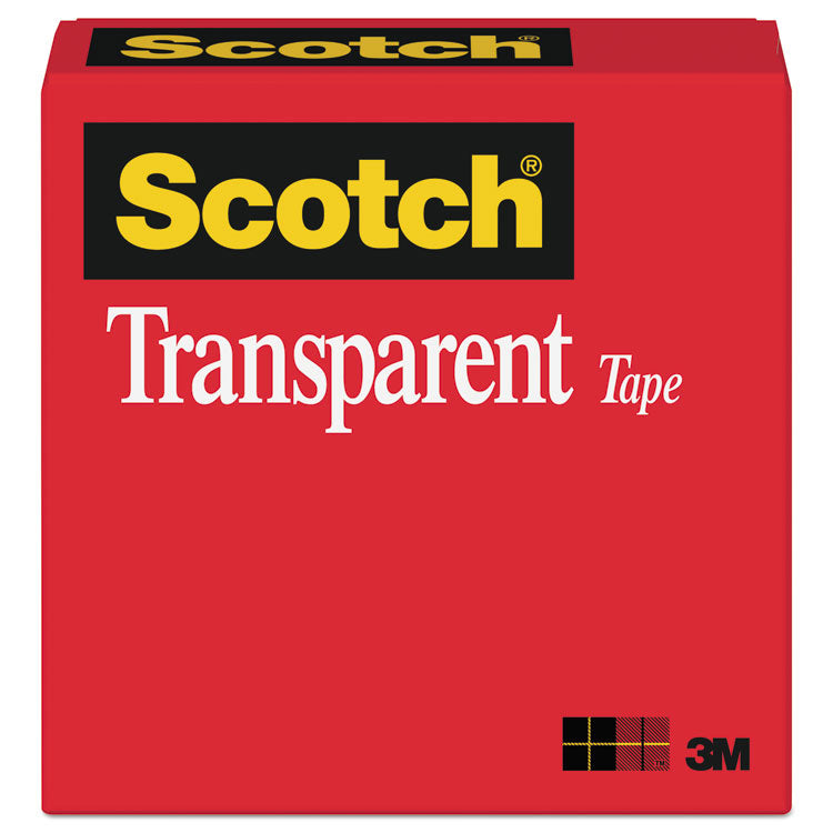 Scotch - Transparent Tape, 1" Core, 0.5" x 36 yds, Transparent