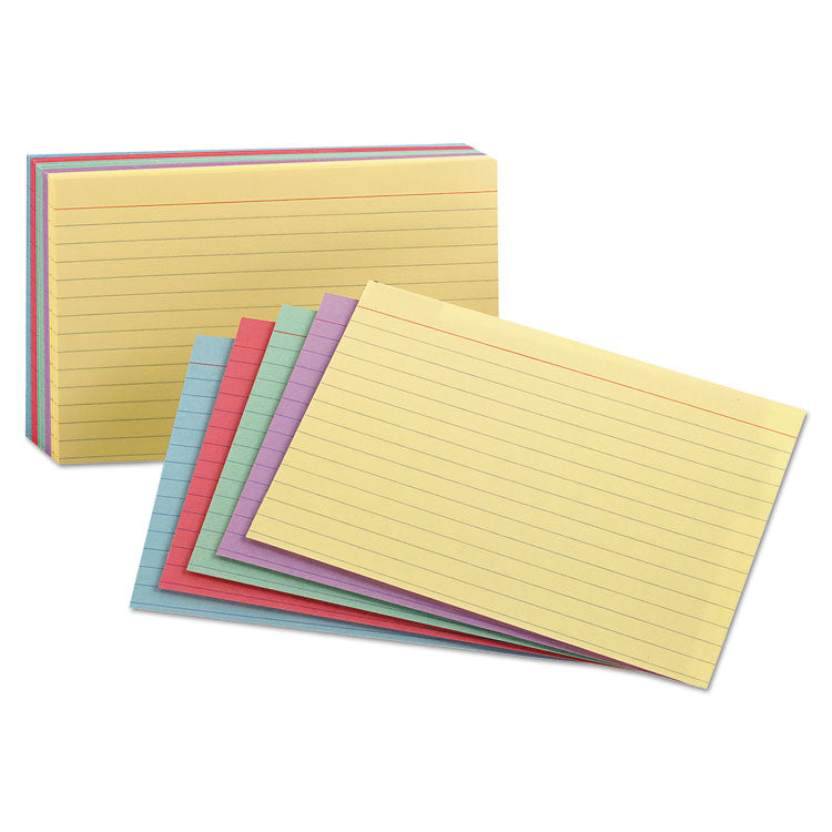 Oxford - Ruled Index Cards, 5 x 8, Blue/Violet/Canary/Green/Cherry, 100/Pack