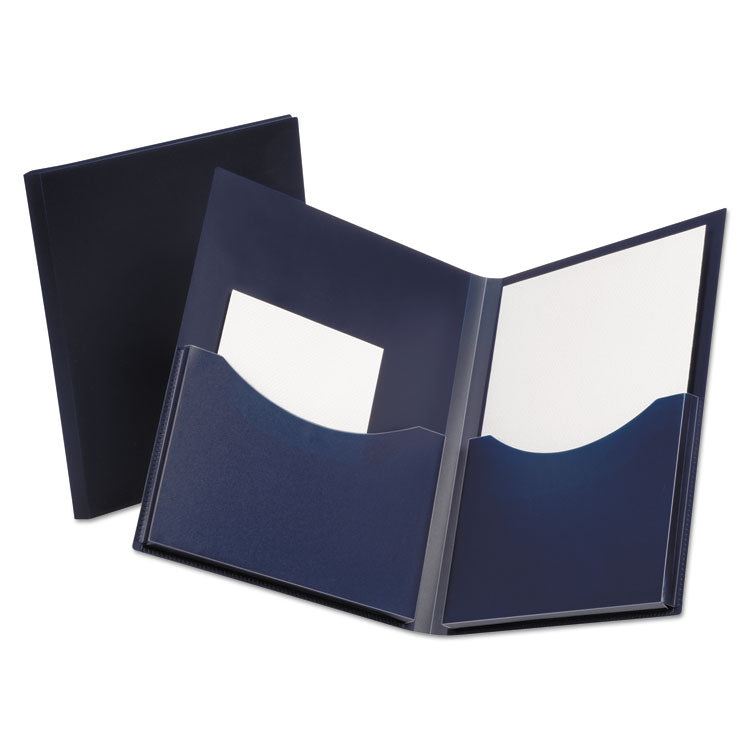 Oxford - Poly Double Stuff Gusseted 2-Pocket Folder, 200-Sheet Capacity, 11 x 8.5, Navy