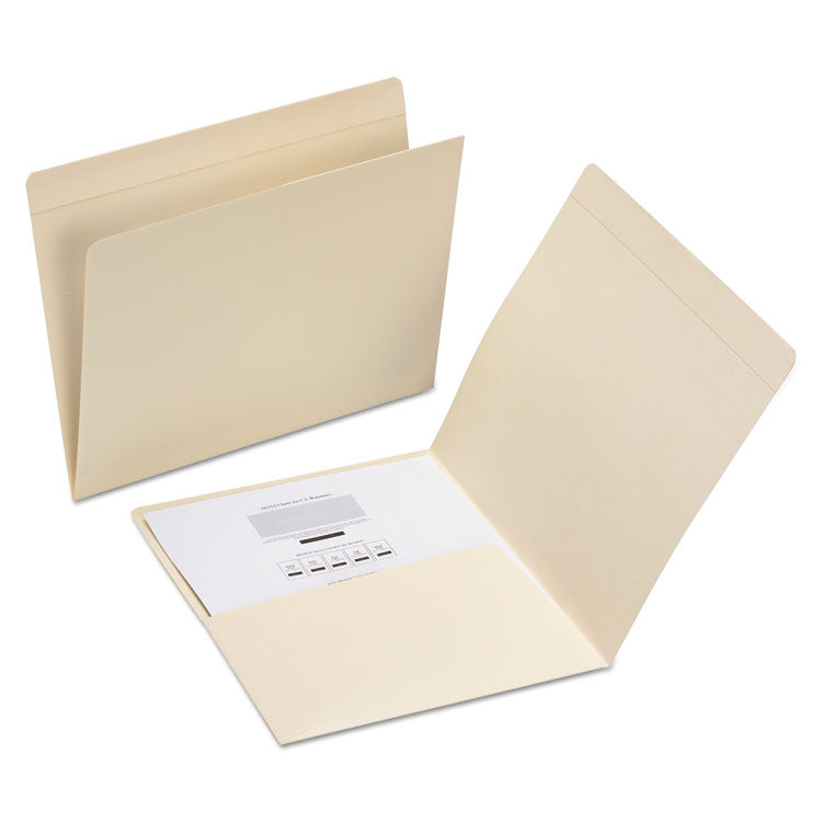 Smead - Top Tab File Folders with Inside Pocket, Straight Tabs, Letter Size, Manila, 50/Box