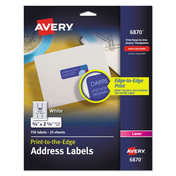 Avery - Vibrant Laser Color-Print Labels w/ Sure Feed, 3/4 x 2 1/4, White, 750/PK