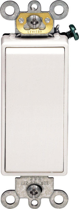 DECORA - Leviton Decora 20 amps Single Pole Rocker AC Quiet Switch White 1 pk