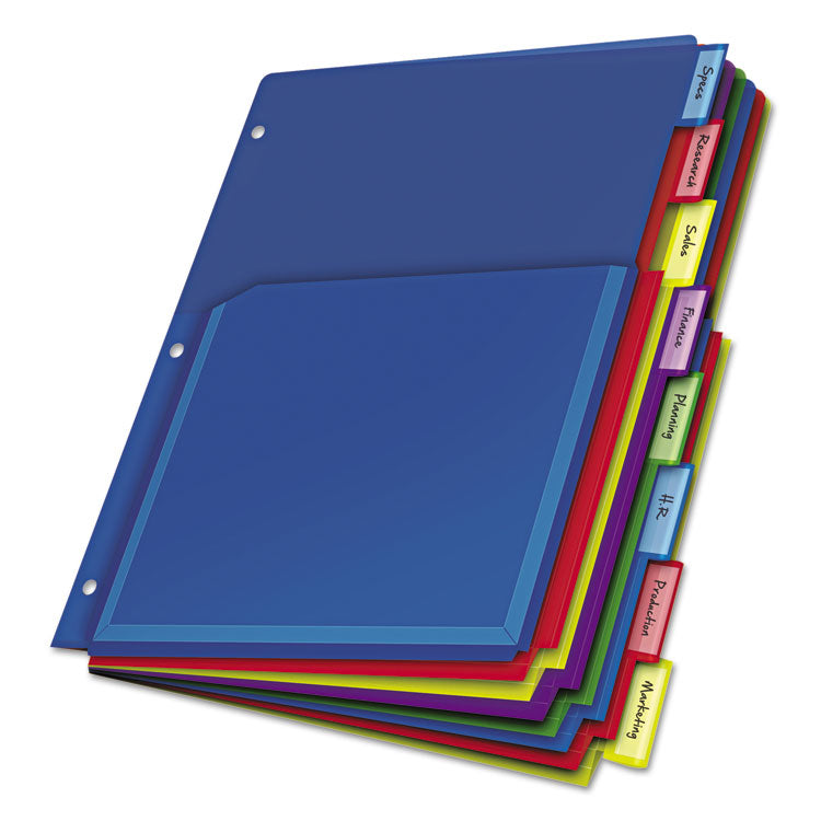 Cardinal - Expanding Pocket Index Dividers, 8-Tab, 11 x 8.5, Assorted, 1 Set/Pack