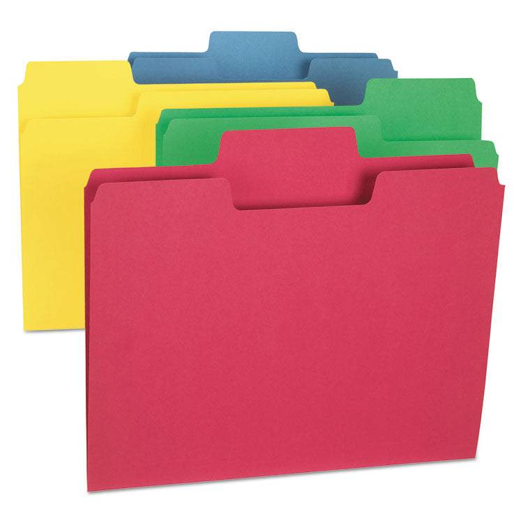 Smead - SuperTab Colored File Folders, 1/3-Cut Tabs: Assorted, Letter Size, 0.75" Expansion, 11-pt Stock, Color Assortment 1, 24/Pack