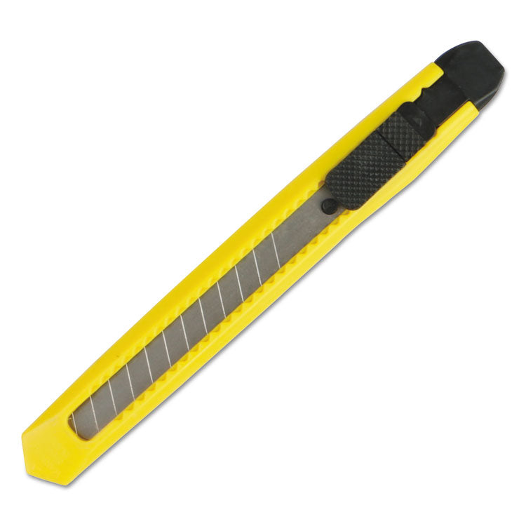 Boardwalk - Snap Blade Knife, Retractable, Snap-Off, 0.39" Blade, 5" Plastic Handle, Yellow