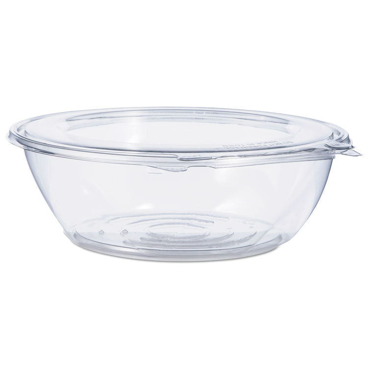 Dart - Tamper-Resistant, Tamper-Evident Bowls with Flat Lid, 48 oz, 8.9" Diameter x 2.8"h, Clear, Plastic, 100/Carton